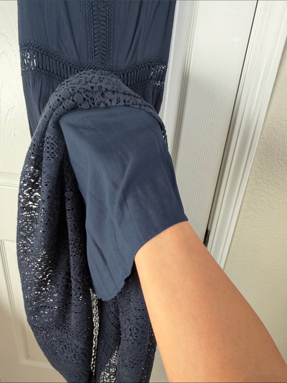 Abercrombie & Fitch Navy Crochet-Trim Maxi Dress - Picture 3 of 8